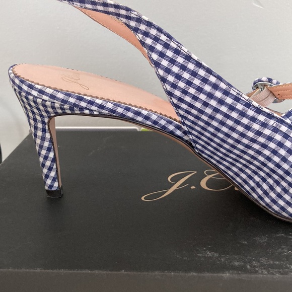 Like new J Crew Blue Gingham Slingback - Picture 4 of 6
